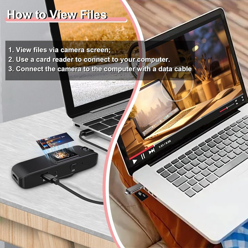 FUXGZ كاميرا جسم صغيرة HD 1080P مسجلة فيديو قابلة للارتداء، كاميرا أمان صغيرة مع رؤية ليلية شاشة 1.3 بوصة عدسة قابلة للدوران 180°، كاميرا جسم محمولة لإنفاذ القانون/الرياضة/التوصيل - Image 5